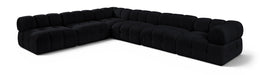 Meridian Furniture - Orin Black Velvet Performance Fabric Upholstered 6 pc. Sectional - 671Black-Sec6B - GreatFurnitureDeal