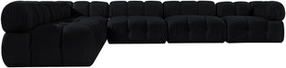 Meridian Furniture - Orin Black Velvet Performance Fabric Upholstered 6 pc. Sectional - 671Black-Sec6B - GreatFurnitureDeal