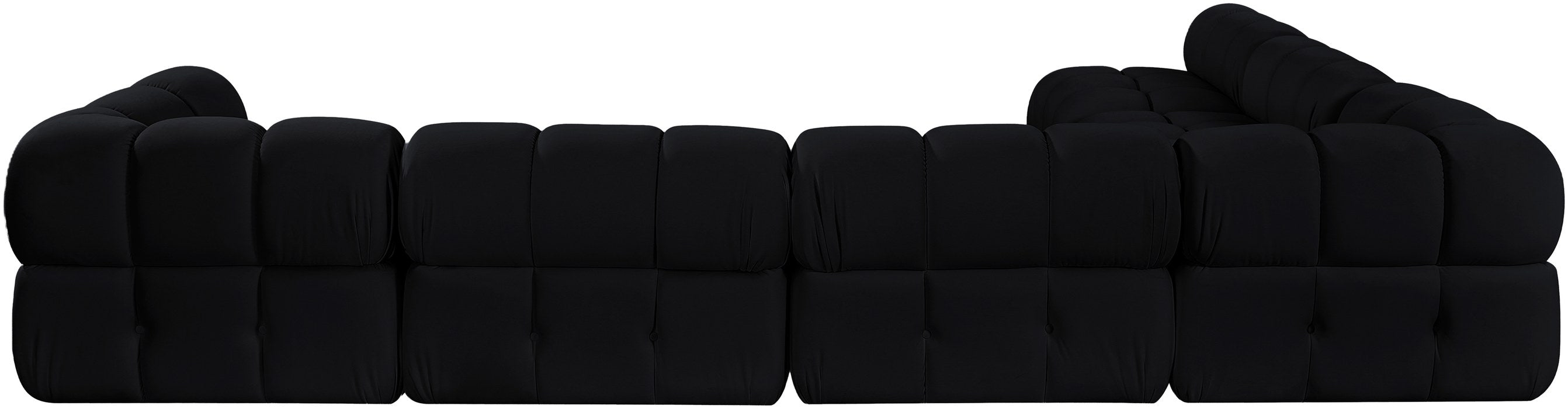 Meridian Furniture - Orin Black Velvet Performance Fabric Upholstered 6 pc. Sectional - 671Black-Sec6B - GreatFurnitureDeal