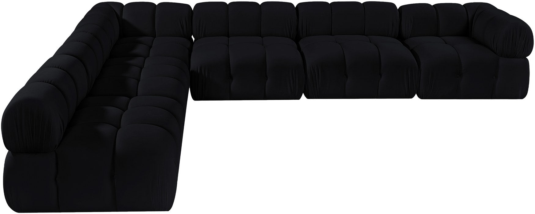 Meridian Furniture - Orin Black Velvet Performance Fabric Upholstered 6 pc. Sectional - 671Black-Sec6B - GreatFurnitureDeal