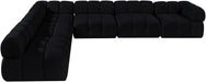Meridian Furniture - Orin Black Velvet Performance Fabric Upholstered 6 pc. Sectional - 671Black-Sec6B - GreatFurnitureDeal