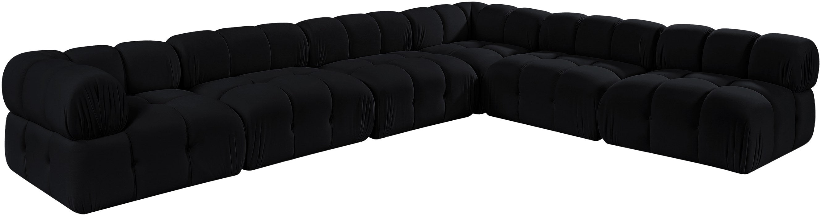 Meridian Furniture - Orin Black Velvet Performance Fabric Upholstered 6 pc. Sectional - 671Black-Sec6B - GreatFurnitureDeal