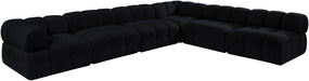 Meridian Furniture - Orin Black Velvet Performance Fabric Upholstered 6 pc. Sectional - 671Black-Sec6B - GreatFurnitureDeal