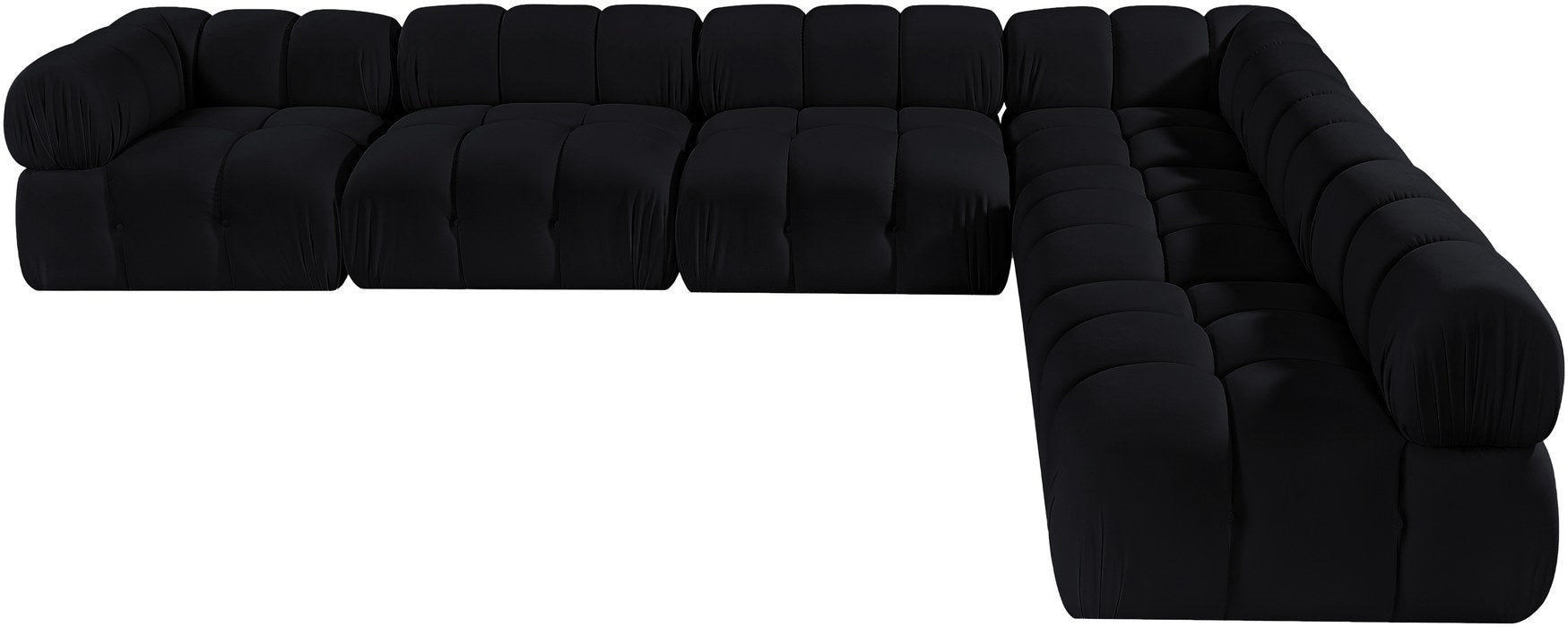 Meridian Furniture - Orin Black Velvet Performance Fabric Upholstered 6 pc. Sectional - 671Black-Sec6B - GreatFurnitureDeal