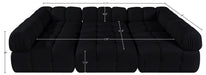 Meridian Furniture - Orin Black Velvet Performance Fabric Upholstered 6 pc. Sectional - 671Black-Sec6H - GreatFurnitureDeal