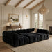 Meridian Furniture - Orin Black Velvet Performance Fabric Upholstered 6 pc. Sectional - 671Black-Sec6H - GreatFurnitureDeal