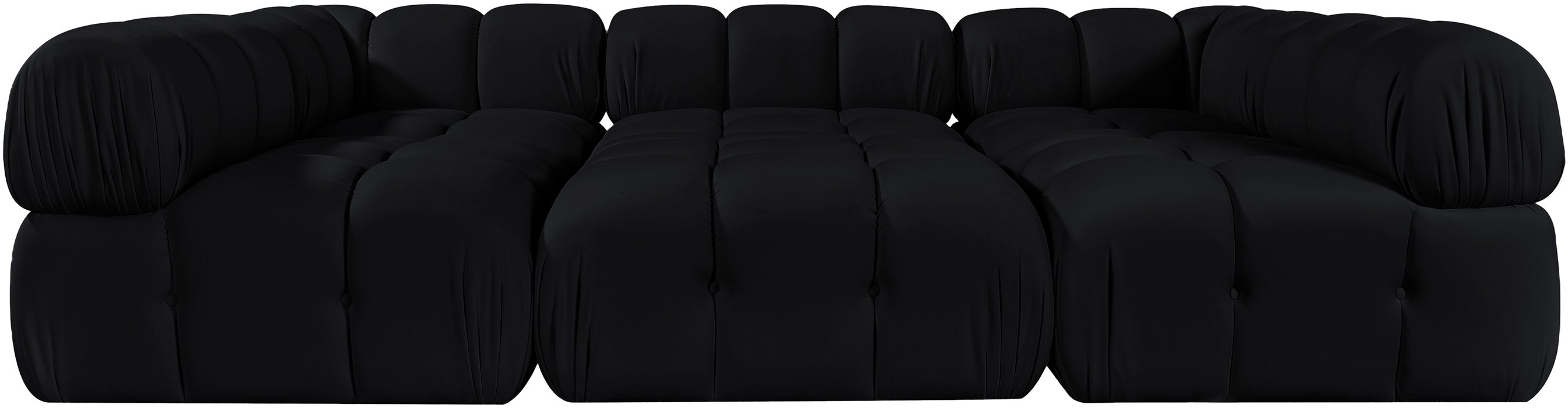 Meridian Furniture - Orin Black Velvet Performance Fabric Upholstered 6 pc. Sectional - 671Black-Sec6H - GreatFurnitureDeal