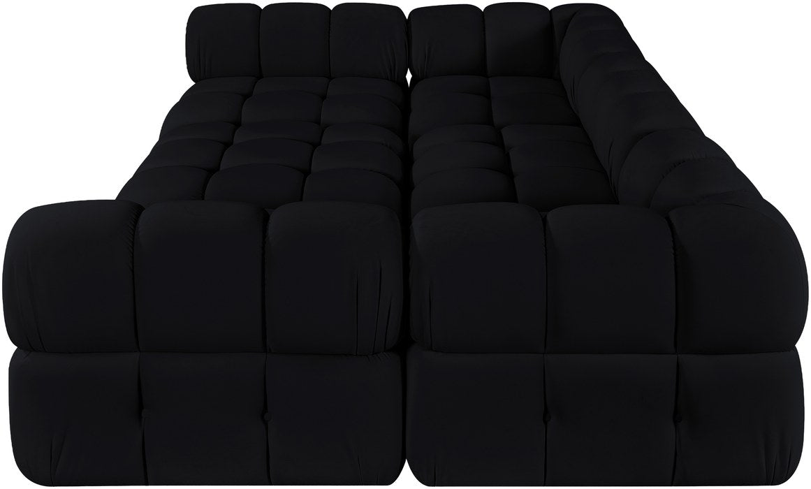 Meridian Furniture - Orin Black Velvet Performance Fabric Upholstered 6 pc. Sectional - 671Black-Sec6H - GreatFurnitureDeal