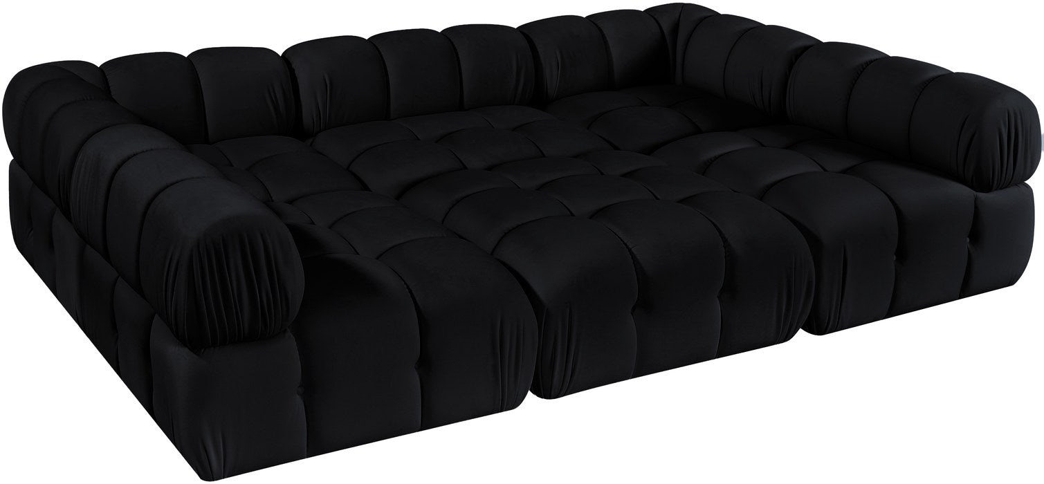 Meridian Furniture - Orin Black Velvet Performance Fabric Upholstered 6 pc. Sectional - 671Black-Sec6H - GreatFurnitureDeal