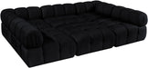 Meridian Furniture - Orin Black Velvet Performance Fabric Upholstered 6 pc. Sectional - 671Black-Sec6H - GreatFurnitureDeal