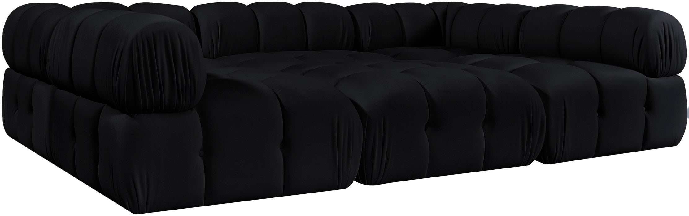 Meridian Furniture - Orin Black Velvet Performance Fabric Upholstered 6 pc. Sectional - 671Black-Sec6H - GreatFurnitureDeal