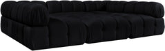 Meridian Furniture - Orin Black Velvet Performance Fabric Upholstered 6 pc. Sectional - 671Black-Sec6H - GreatFurnitureDeal