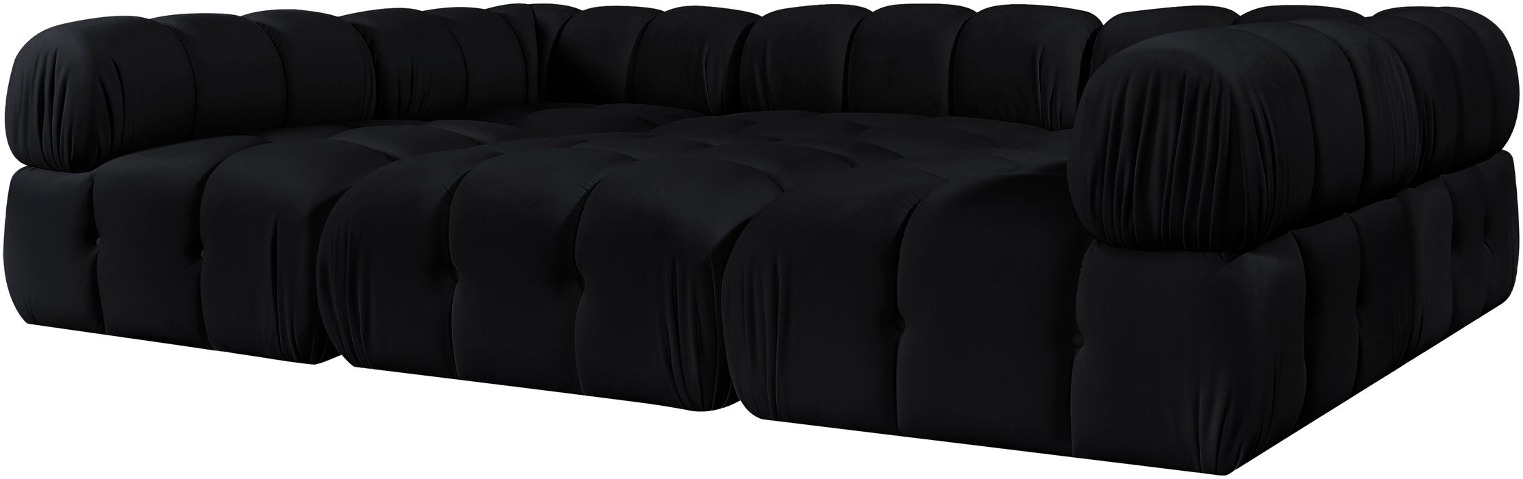 Meridian Furniture - Orin Black Velvet Performance Fabric Upholstered 6 pc. Sectional - 671Black-Sec6H - GreatFurnitureDeal