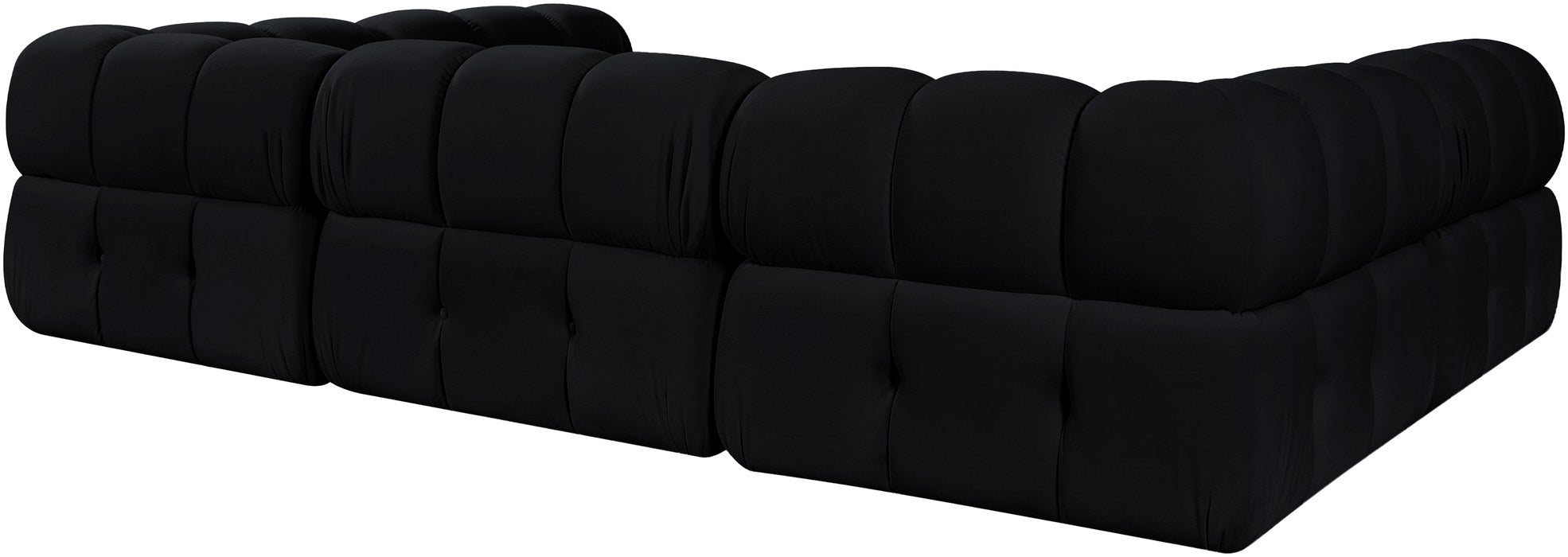 Meridian Furniture - Orin Black Velvet Performance Fabric Upholstered 6 pc. Sectional - 671Black-Sec6H - GreatFurnitureDeal