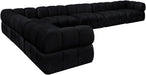Meridian Furniture - Orin Black Velvet Performance Fabric Upholstered 7 pc. Sectional - 671Black-Sec7E - GreatFurnitureDeal