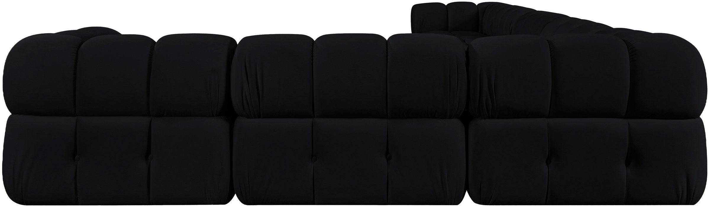 Meridian Furniture - Orin Black Velvet Performance Fabric Upholstered 7 pc. Sectional - 671Black-Sec7E - GreatFurnitureDeal