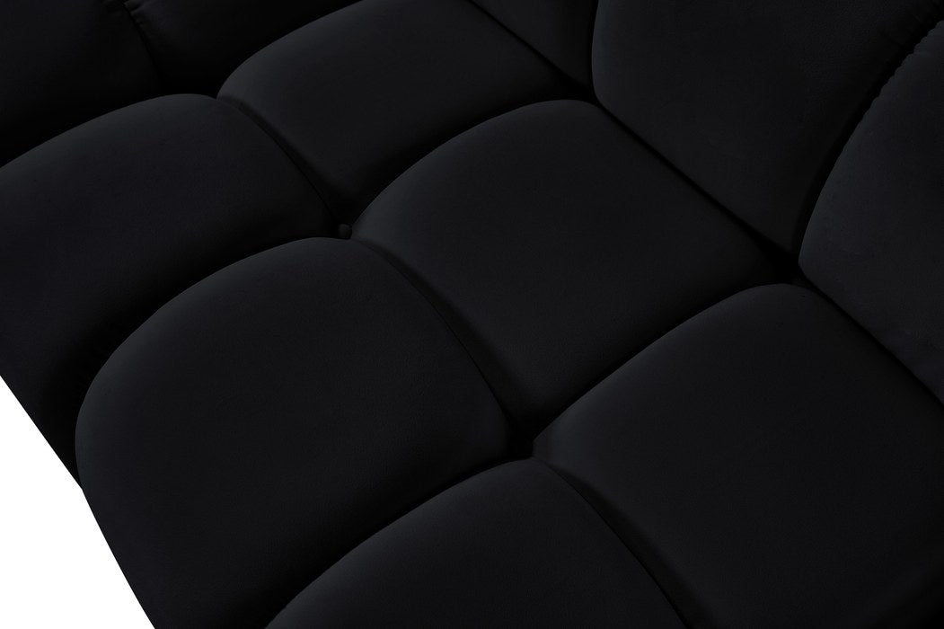 Meridian Furniture - Orin Black Velvet Performance Fabric Upholstered 7 pc. Sectional - 671Black-Sec7E - GreatFurnitureDeal