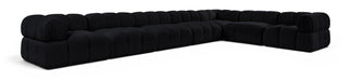 Meridian Furniture - Orin Black Velvet Performance Fabric Upholstered 7 pc. Sectional - 671Black-Sec7E - GreatFurnitureDeal