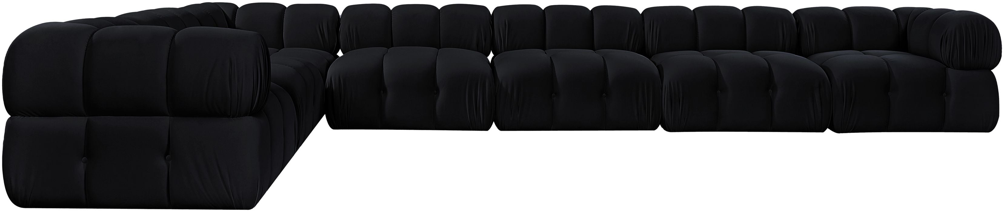 Meridian Furniture - Orin Black Velvet Performance Fabric Upholstered 7 pc. Sectional - 671Black-Sec7E - GreatFurnitureDeal
