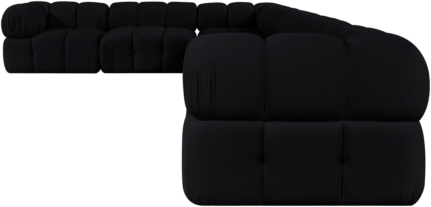 Meridian Furniture - Orin Black Velvet Performance Fabric Upholstered 7 pc. Sectional - 671Black-Sec7E - GreatFurnitureDeal