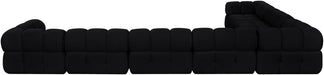 Meridian Furniture - Orin Black Velvet Performance Fabric Upholstered 7 pc. Sectional - 671Black-Sec7E - GreatFurnitureDeal