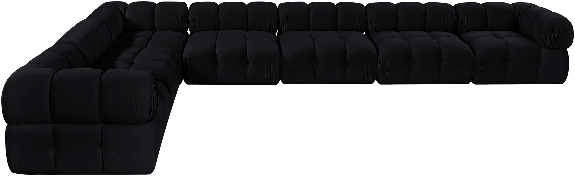 Meridian Furniture - Orin Black Velvet Performance Fabric Upholstered 7 pc. Sectional - 671Black-Sec7E - GreatFurnitureDeal