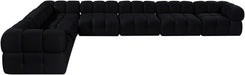 Meridian Furniture - Orin Black Velvet Performance Fabric Upholstered 7 pc. Sectional - 671Black-Sec7E - GreatFurnitureDeal