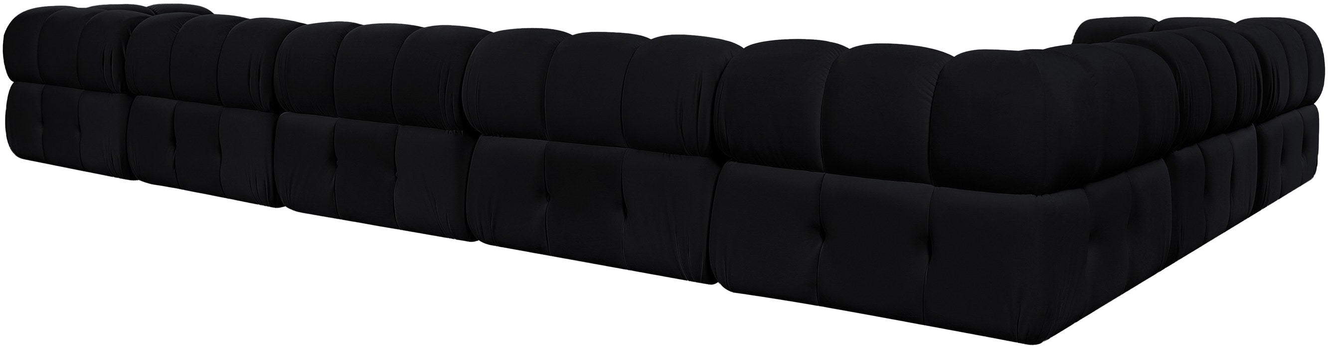 Meridian Furniture - Orin Black Velvet Performance Fabric Upholstered 7 pc. Sectional - 671Black-Sec7E - GreatFurnitureDeal