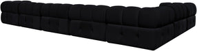 Meridian Furniture - Orin Black Velvet Performance Fabric Upholstered 7 pc. Sectional - 671Black-Sec7E - GreatFurnitureDeal