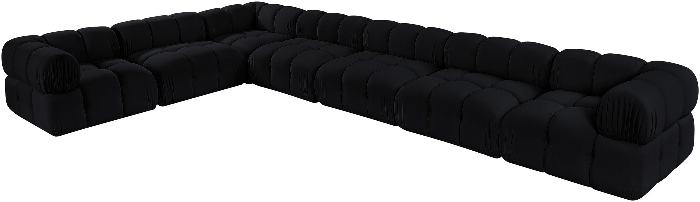 Meridian Furniture - Orin Black Velvet Performance Fabric Upholstered 7 pc. Sectional - 671Black-Sec7E - GreatFurnitureDeal