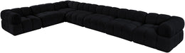 Meridian Furniture - Orin Black Velvet Performance Fabric Upholstered 7 pc. Sectional - 671Black-Sec7E - GreatFurnitureDeal