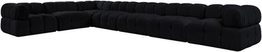 Meridian Furniture - Orin Black Velvet Performance Fabric Upholstered 7 pc. Sectional - 671Black-Sec7E - GreatFurnitureDeal
