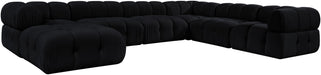 Meridian Furniture - Orin Black Velvet Performance Fabric Upholstered 7 pc. Sectional - 671Black-Sec7H - GreatFurnitureDeal