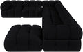 Meridian Furniture - Orin Black Velvet Performance Fabric Upholstered 7 pc. Sectional - 671Black-Sec7H - GreatFurnitureDeal