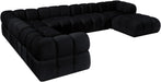 Meridian Furniture - Orin Black Velvet Performance Fabric Upholstered 7 pc. Sectional - 671Black-Sec7H - GreatFurnitureDeal