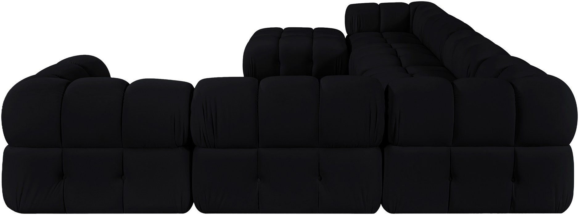Meridian Furniture - Orin Black Velvet Performance Fabric Upholstered 7 pc. Sectional - 671Black-Sec7H - GreatFurnitureDeal