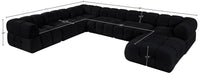 Meridian Furniture - Orin Black Velvet Performance Fabric Upholstered 7 pc. Sectional - 671Black-Sec7H - GreatFurnitureDeal
