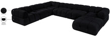 Meridian Furniture - Orin Black Velvet Performance Fabric Upholstered 7 pc. Sectional - 671Black-Sec7H - GreatFurnitureDeal