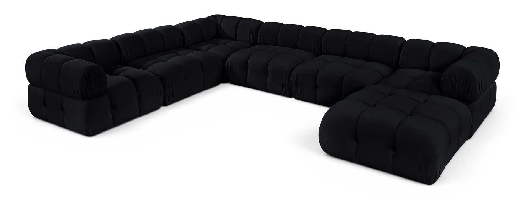 Meridian Furniture - Orin Black Velvet Performance Fabric Upholstered 7 pc. Sectional - 671Black-Sec7H - GreatFurnitureDeal