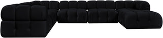 Meridian Furniture - Orin Black Velvet Performance Fabric Upholstered 7 pc. Sectional - 671Black-Sec7H - GreatFurnitureDeal