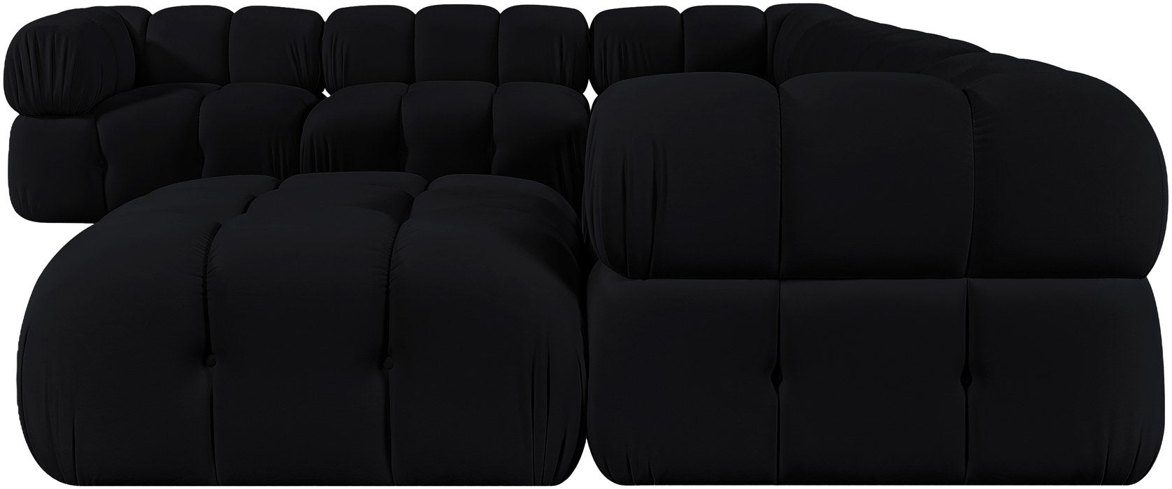 Meridian Furniture - Orin Black Velvet Performance Fabric Upholstered 7 pc. Sectional - 671Black-Sec7H - GreatFurnitureDeal