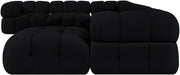 Meridian Furniture - Orin Black Velvet Performance Fabric Upholstered 7 pc. Sectional - 671Black-Sec7H - GreatFurnitureDeal