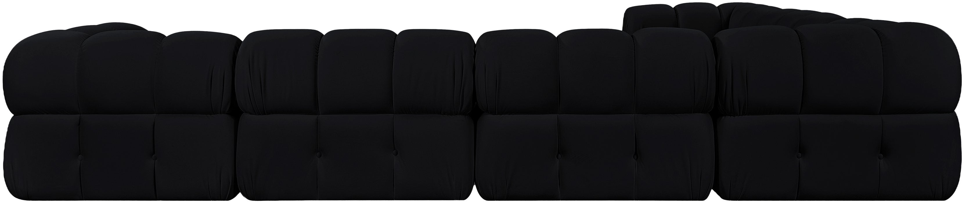 Meridian Furniture - Orin Black Velvet Performance Fabric Upholstered 7 pc. Sectional - 671Black-Sec7H - GreatFurnitureDeal