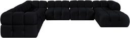 Meridian Furniture - Orin Black Velvet Performance Fabric Upholstered 7 pc. Sectional - 671Black-Sec7H - GreatFurnitureDeal