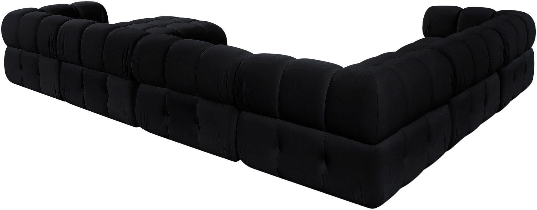 Meridian Furniture - Orin Black Velvet Performance Fabric Upholstered 7 pc. Sectional - 671Black-Sec7H - GreatFurnitureDeal