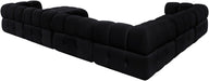 Meridian Furniture - Orin Black Velvet Performance Fabric Upholstered 7 pc. Sectional - 671Black-Sec7H - GreatFurnitureDeal