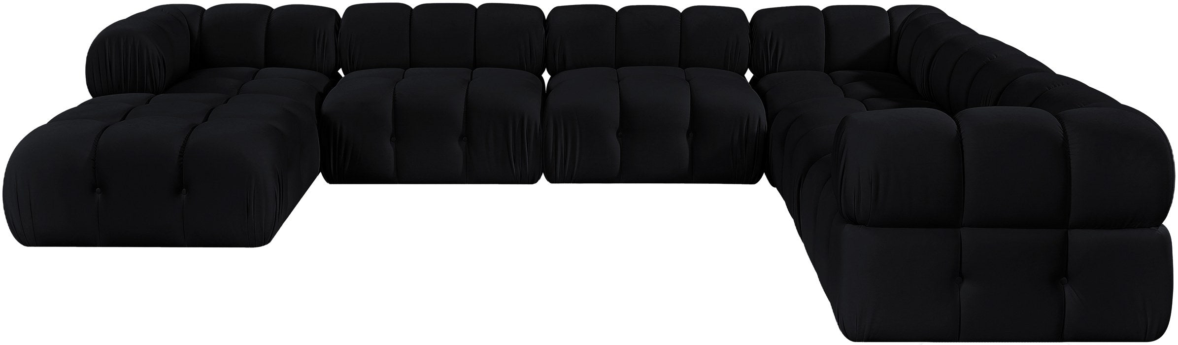 Meridian Furniture - Orin Black Velvet Performance Fabric Upholstered 7 pc. Sectional - 671Black-Sec7H - GreatFurnitureDeal
