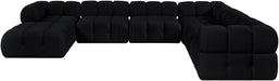 Meridian Furniture - Orin Black Velvet Performance Fabric Upholstered 7 pc. Sectional - 671Black-Sec7H - GreatFurnitureDeal