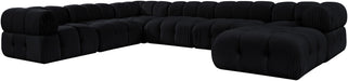 Meridian Furniture - Orin Black Velvet Performance Fabric Upholstered 7 pc. Sectional - 671Black-Sec7H - GreatFurnitureDeal