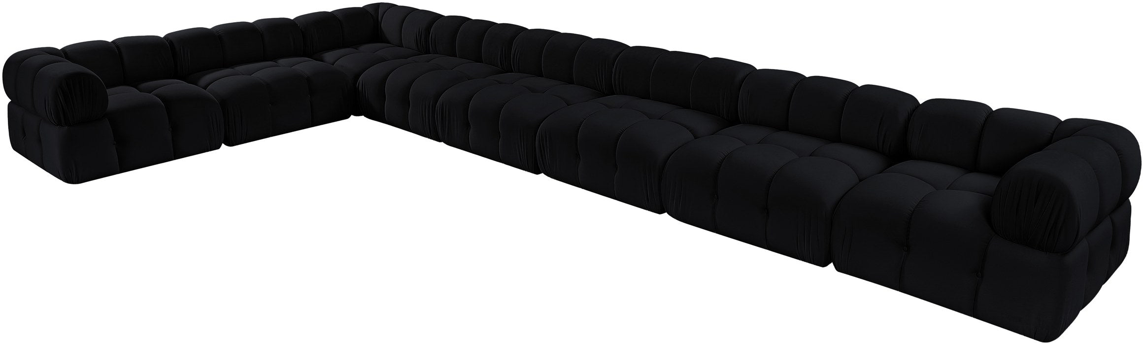 Meridian Furniture - Orin Black Velvet Performance Fabric Upholstered 8 pc. Sectional - 671Black-Sec8B - GreatFurnitureDeal